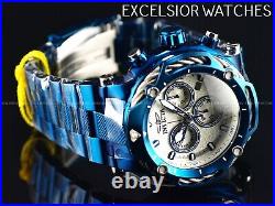 New Invicta 60mm Men's BOLT Swiss Quartz Chronograph Blue IP SS White Dial Watch