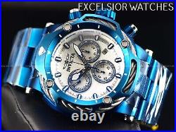 New Invicta 60mm Men's BOLT Swiss Quartz Chronograph Blue IP SS White Dial Watch