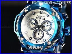 New Invicta 60mm Men's BOLT Swiss Quartz Chronograph Blue IP SS White Dial Watch