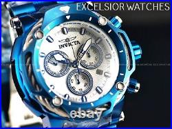 New Invicta 60mm Men's BOLT Swiss Quartz Chronograph Blue IP SS White Dial Watch