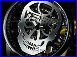 New Invicta Men 48mm Silver Skull TY2807 Mechanical S1 Rally Black IP SS Watch