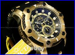 New Invicta Men 52MM BOLT 18K Gold Plated Black/Gold Dial Chrono S. S Strap Watch