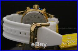 New Invicta Men Pro Diver 50 MM Chrono 18K Gold Plated White Dial S. S Poly Watch