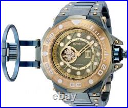 New Invicta Men's 40409 Jason Taylor 54mm Automatic Green Gold Tone SS Watch