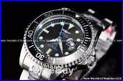 New Invicta Men's 47mm Grand Diver Automatic Black Dial Silver Case SS Watch
