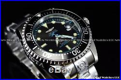 New Invicta Men's 47mm Grand Diver Automatic Black Dial Silver Case SS Watch