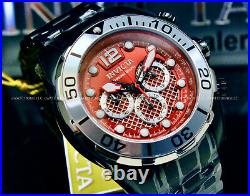 New Invicta Men's 50MM Pro Diver BLOOD RED Dial Chronograph S. S Bracelet Watch