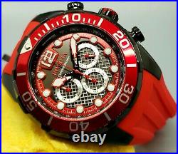 New Invicta Men's 50MM Red Bezel Pro Diver Red Silicone Strap Chronograph Watch