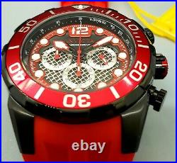New Invicta Men's 50MM Red Bezel Pro Diver Red Silicone Strap Chronograph Watch