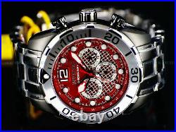 New Invicta Men's 50mm VAMPIRE Pro Diver Chronograph Black IP Red Dial SS Watch