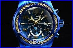 New Invicta Men's 53mm Bolt Triple Blue with Gold Ring Chronograph Quartz Watch