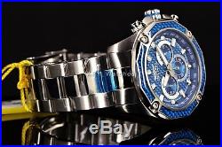 New! Invicta Men's Aviator Ocean Blue Carbonfiber Chronograph SS Bracelet Watch