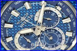 New! Invicta Men's Aviator Ocean Blue Carbonfiber Chronograph SS Bracelet Watch
