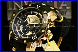 New Invicta Men's Pro Diver 50 MM Chrono 18K Gold Plated Blak Dial SS Poly Watch