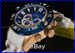 New Invicta Men's Pro Diver 50 MM Chrono 18K Rose Gold Plated Blue Dial SS Watch