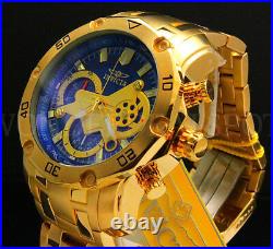 New Invicta Men's Pro Diver Scuba 3.0 Chrono 18K Gold Plated Blue Dial S. S Watch