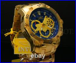 New Invicta Men's Pro Diver Scuba 3.0 Chrono 18K Gold Plated Blue Dial S. S Watch
