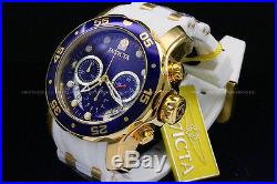 New Invicta Men's Scuba Pro Diver Chrono 18K Gold Plated Blue Dial SS Poly Watch