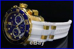 New Invicta Men's Scuba Pro Diver Chrono 18K Gold Plated Blue Dial SS Poly Watch