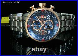 New Invicta Men's Stainless Steel Tachymeter Chronograph AVAITOR Blue Dial Watch