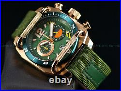 New Invicta Mens 48mm Aviator Army Green Chronograph Rose Gold IP Nylon SS Watch
