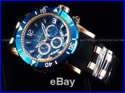 New Invicta Mens 50mm Pro Diver Quartz Chronograph 18K Rose Gold Blue Dial Watch