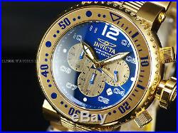 New Invicta Mens 52mm Combat Seal 500M Diver 18K Gold IP Sapphire Blue SS Watch