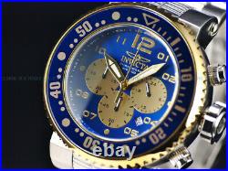 New Invicta Mens 52mm Grand Combat Seal Quartz Chrono Blue Dial Bracelet Watch
