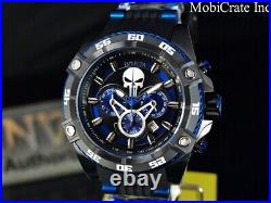 New Invicta Mens 52mm Ltd. Ed. Marvel Bolt Punisher Chronograph Blue Black Watch