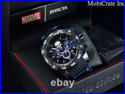 New Invicta Mens 52mm Ltd. Ed. Marvel Bolt Punisher Chronograph Blue Black Watch