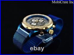 New Invicta Pro Diver Mens 47mm Blue IP PAVE Crystal Quartz Chronograph SS Watch