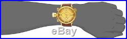New Men's Invicta 16251 Russian Diver Swiss Mechanical Gold Dial Leather Watch
