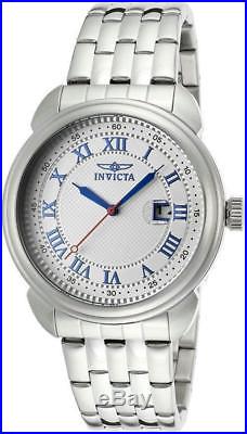 New Mens Invicta 15356 Silver Dial Blue Hands Arabic Numerics 43mm Classic Watch