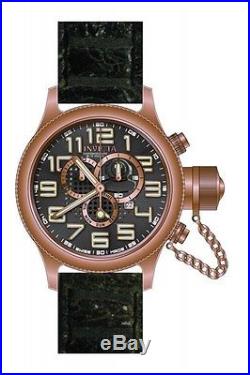 New Mens Invicta 17663 Russian Diver Swiss Quartz Grey Dial Leather Watch