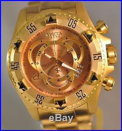 New Mens Invicta 80625 Excursion Swiss Reserve Chrono Rose Gold Dial Steel Watch