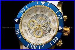 NewInvicta Men's Pro Diver 50 MM Chrono 18K Gold Plated White Dial SS Poly Watch