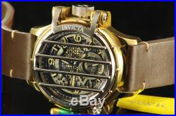 Nwt Mens Invicta (20258) Vintage Reserve Brown Leather Strap Two Tone Dial Watch