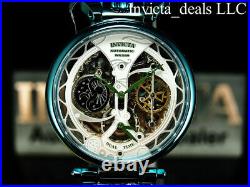 RARE Invicta Men 46mm Objet d'Art Dual Time Skeleton AUTOMATIC Green Tone Watch