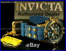 RARE Invicta Mens Speedway Scuba Chronograph 14k Gold Plated Blue Dial SS Watch