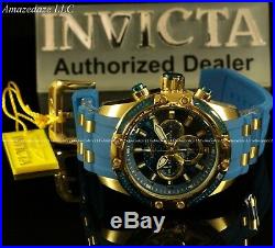 RARE Invicta Mens Speedway Scuba Chronograph 14k Gold Plated Blue Dial SS Watch