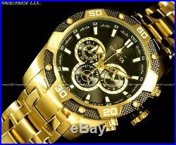 RARE Invicta Mens Speedway Scuba Chronograph 18k Gold Plated Black Dial SS Watch