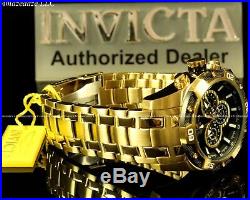 RARE Invicta Mens Speedway Scuba Chronograph 18k Gold Plated Black Dial SS Watch
