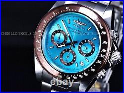 RARE NEW Invicta Mens 40mm Speedway Light Blue Dial Chronograph Tachy SS Watch