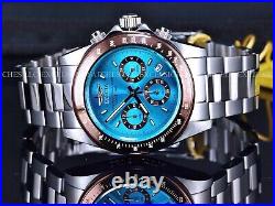 RARE NEW Invicta Mens 40mm Speedway Light Blue Dial Chronograph Tachy SS Watch