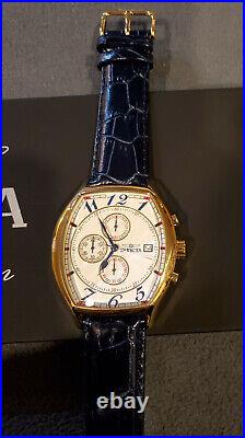 Rare Mens Speciality Edition Invicta 18k Gold Plated Watch Chronograph Leather